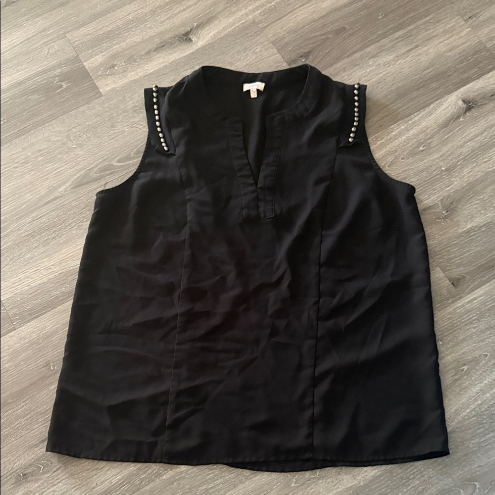 Pixley Black Sleeveless Blouse with Stud Accents